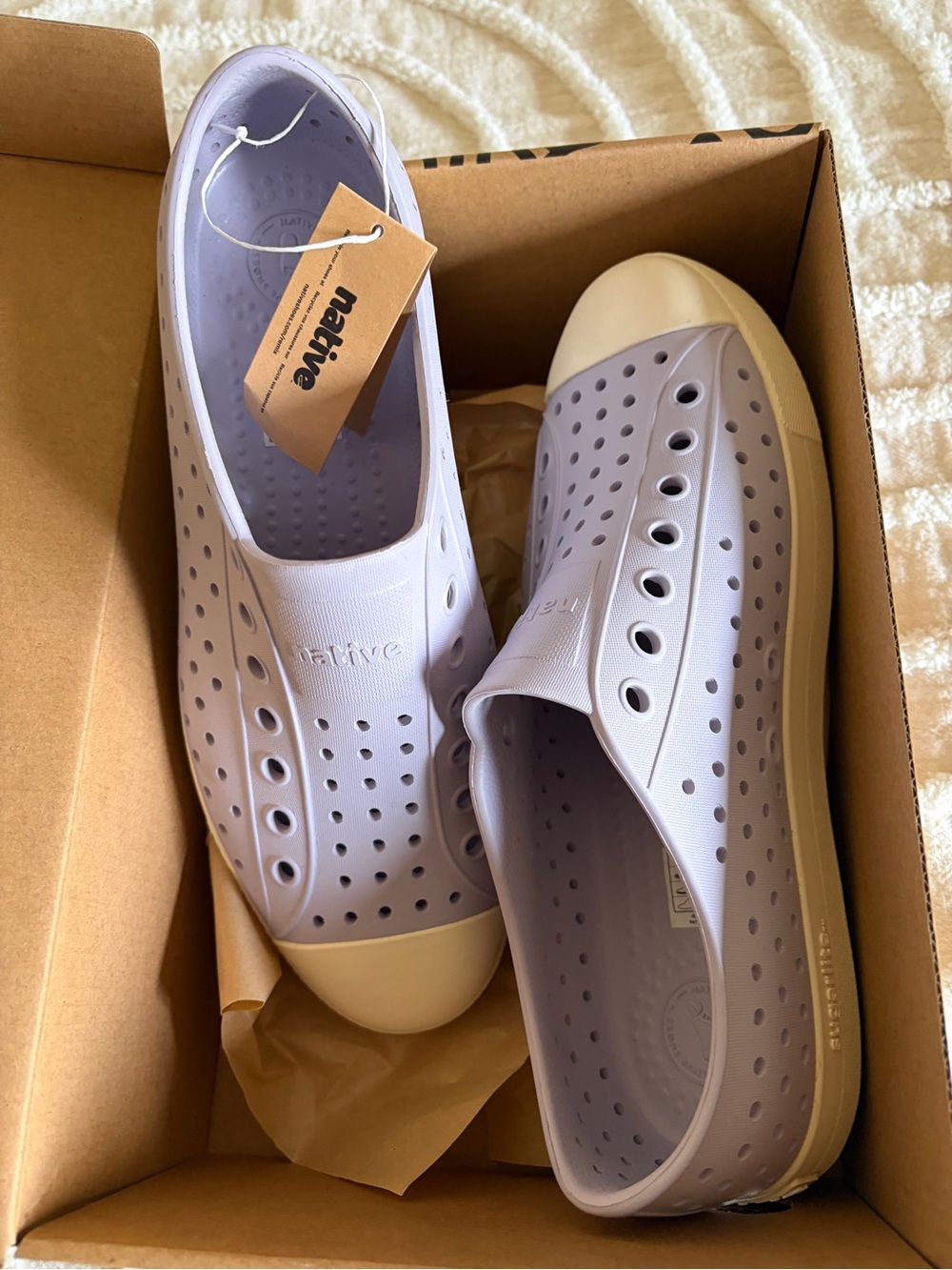 Brand New - Never worn Native Jefferson Slip-On Sneakers in Lavender with Cream